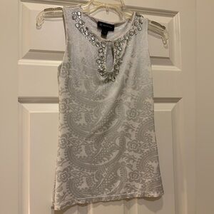 INC International Concepts Silver Patterned Sleeveless Blouse